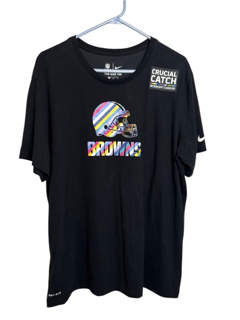 NFL Onefield Apparel Nike Tee XL Browns T Shirt crucial catch patch cancer XL